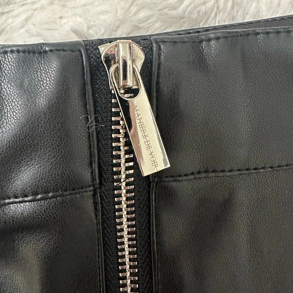 MANIERE DE VOIR - Tacked Vegan Leather Flared Trousers in Black - Picture 12 of 14